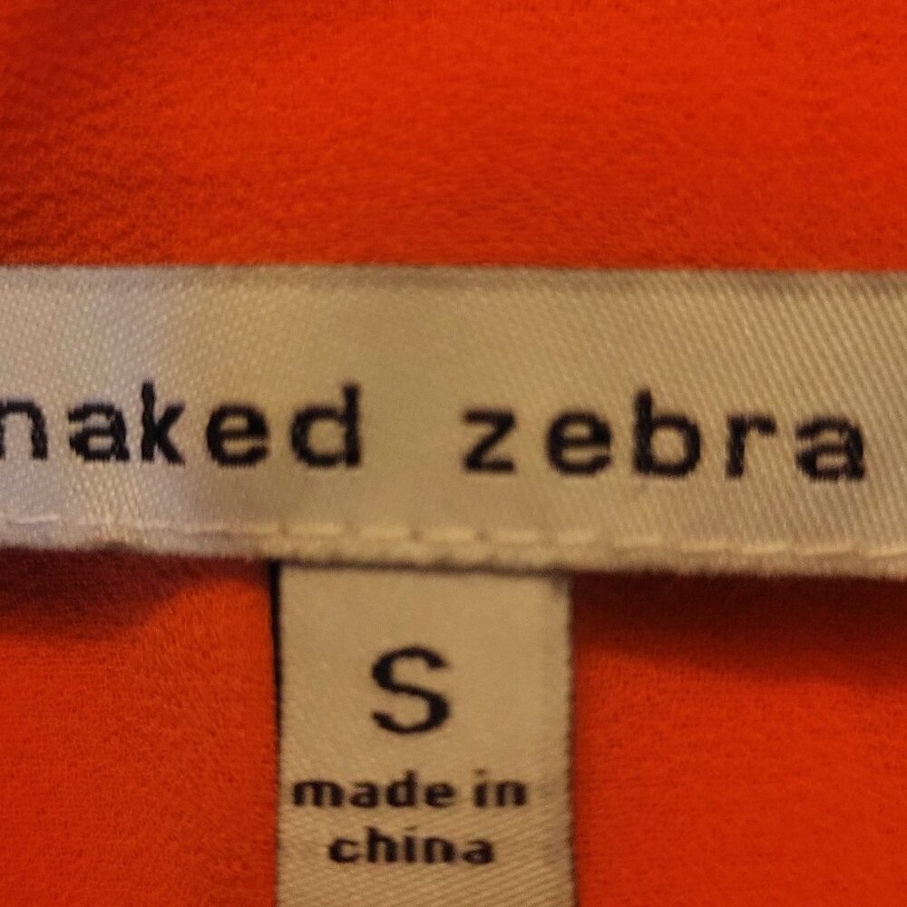 Naked Zebra Orange Strappy Flowy Tank Blouse - Embroidered Accent - Size S - Picture 8 of 9